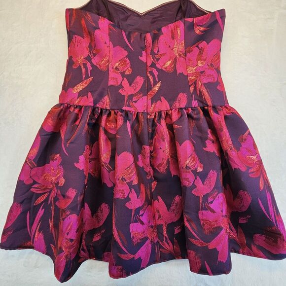 Aidan Mattox Sleeveless Floral‎ Jacquard Party Dress Pink/ Fuchsia Size 16 NWT - Picture 7 of 14